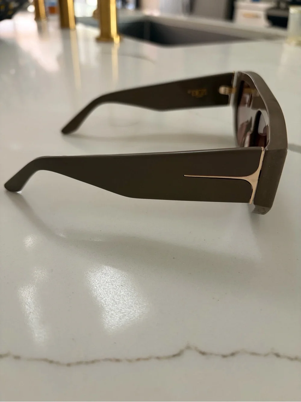 DEZI Taupe and gold Frame Sunglasses with Brown Gradient Lenses